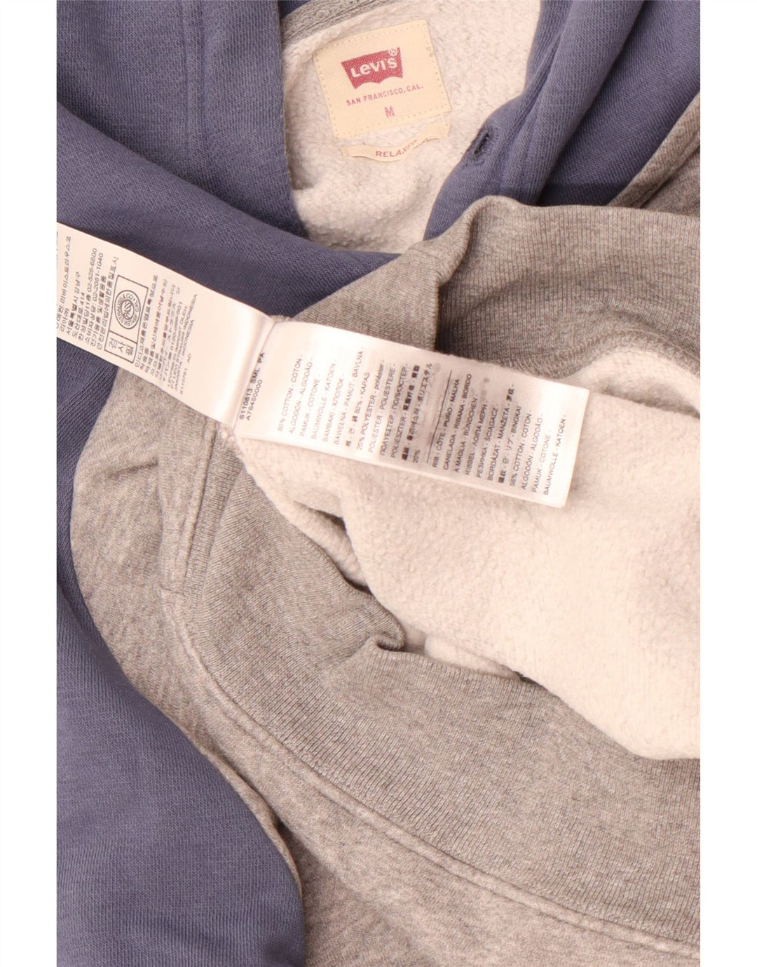 Levi's Mens Graphic Relaxed Fit Hoodie Jumper Medium Grey Colourblock