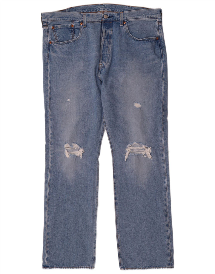 Levi's Mens 501 Distressed Straight Jeans W38 L32 Blue Cotton
