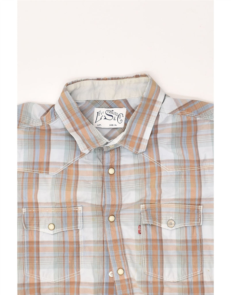 LEVI'S Mens Short Sleeve Shirt XL Grey Check Cotton | Vintage Levi's | Thrift | Second-Hand Levi's | Used Clothing | Messina Hembry 