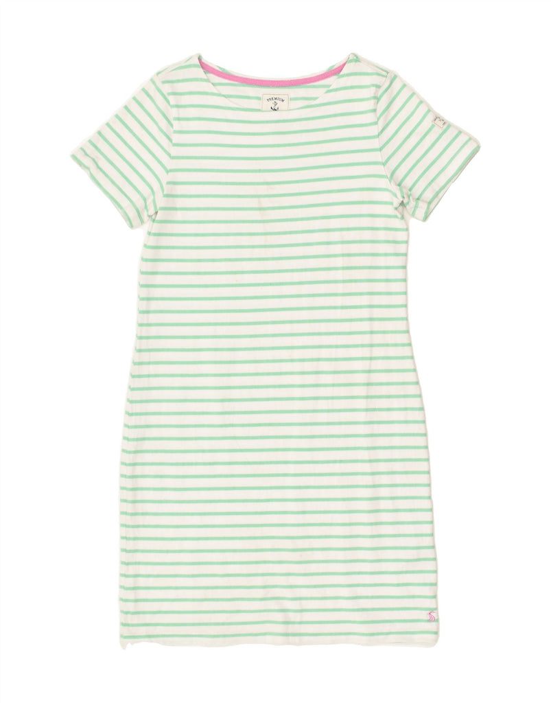 JOULES Womens Basic Dress UK 12 Medium  Green Striped Cotton | Vintage Joules | Thrift | Second-Hand Joules | Used Clothing | Messina Hembry 