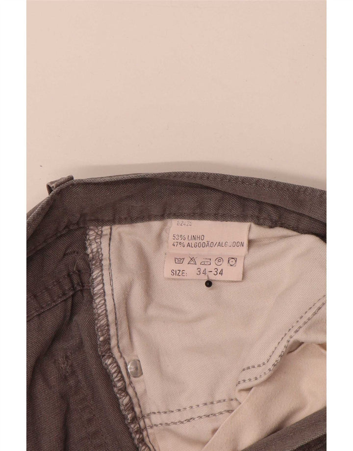 Lee Mens Straight Casual Trousers W34 L28 Grey Linen
