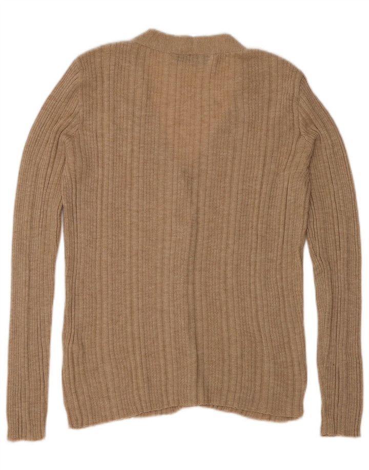 Zara Womens Cardigan Sweater UK 10 Small Beige Nylon