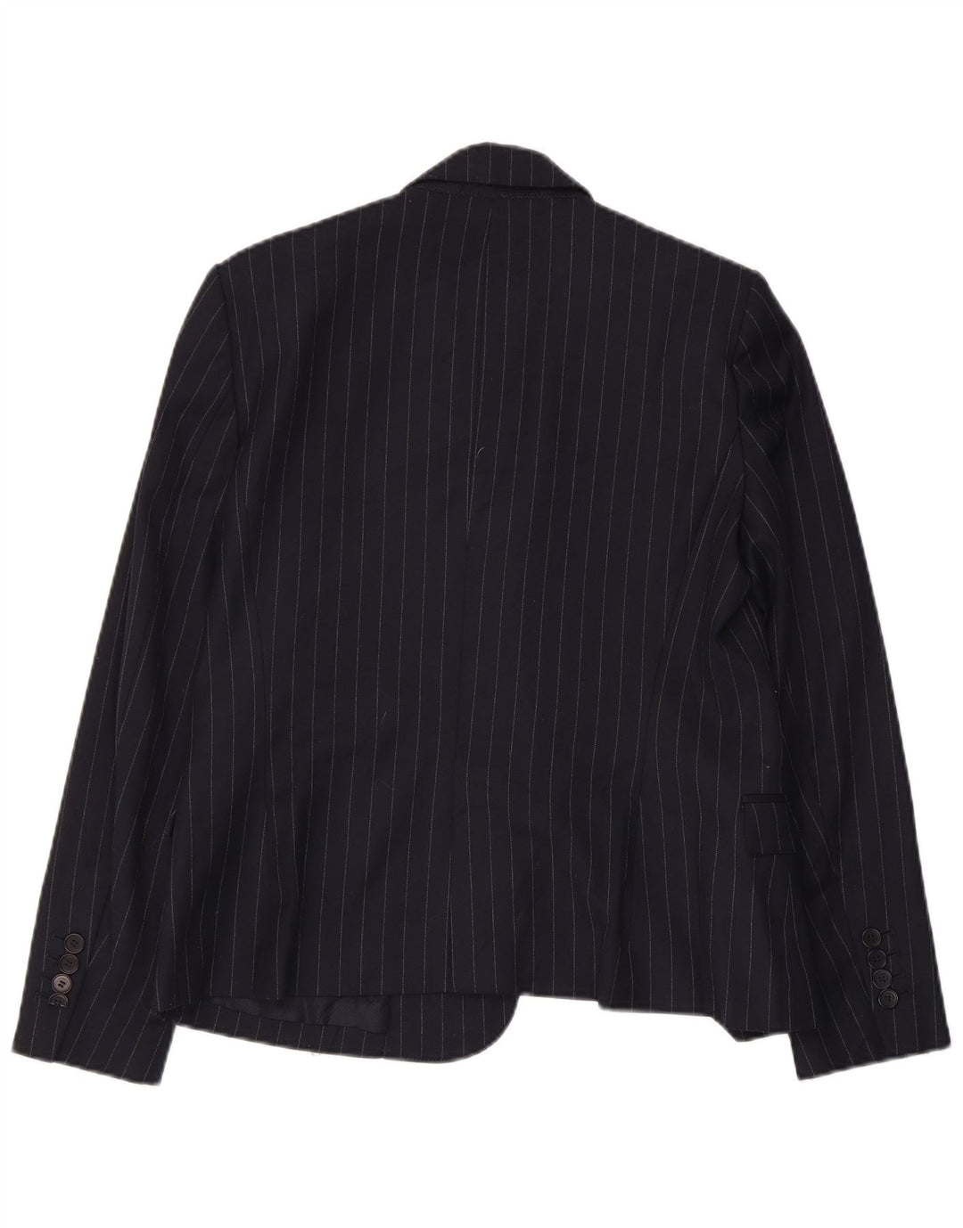 Zara Womens 1 Button Blazer Jacket UK 14 Large Navy Blue Pinstripe