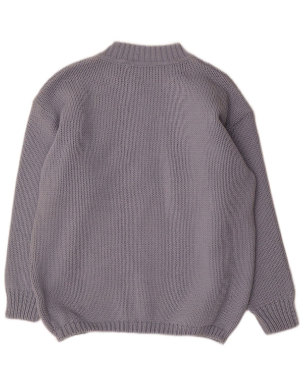 Vintage Womens Turtle Neck Jumper Sweater UK 14 Medium Blue Floral Wool