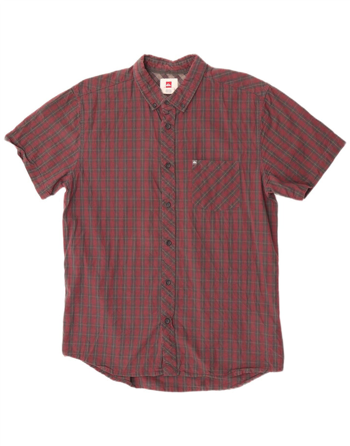 Quiksilver Mens Short Sleeve Shirt Large Red Check Cotton