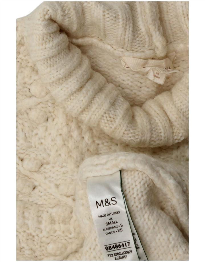 Marks & Spencer Womens Roll Neck Jumper Sweater UK 10 Small Off White