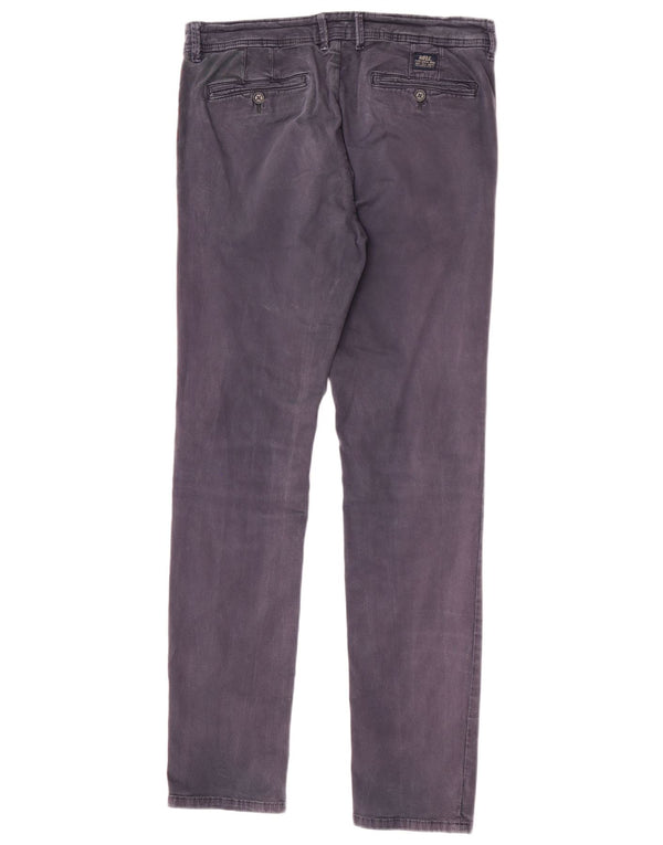 Rifle Mens Slim Chino Trousers W32 L34 Navy Blue Cotton