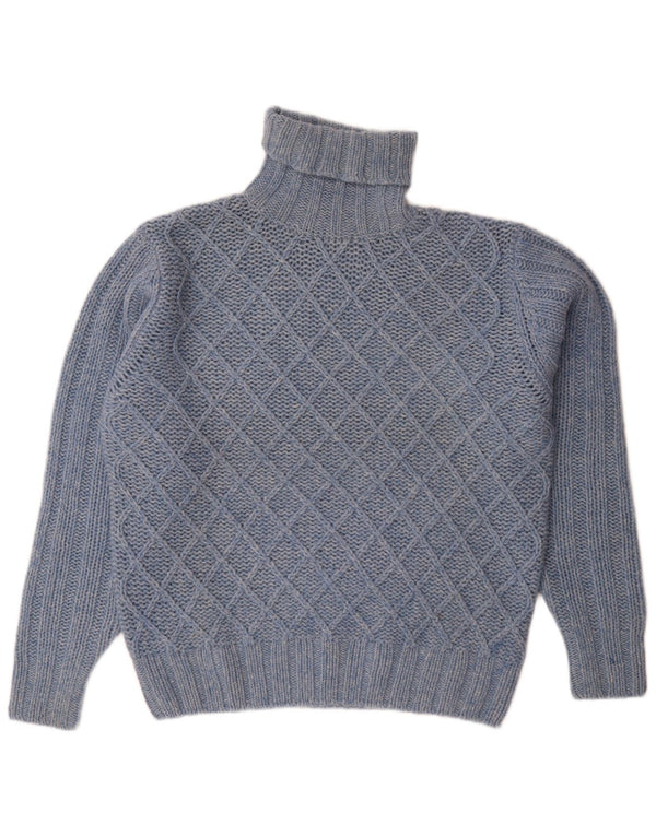 MC Neal Mens Loose Fit Roll Neck Jumper Sweater Medium Blue Flecked