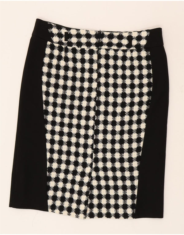 Vintage Womens Straight Skirt UK 16 Large W34 Black Geometric Acrylic