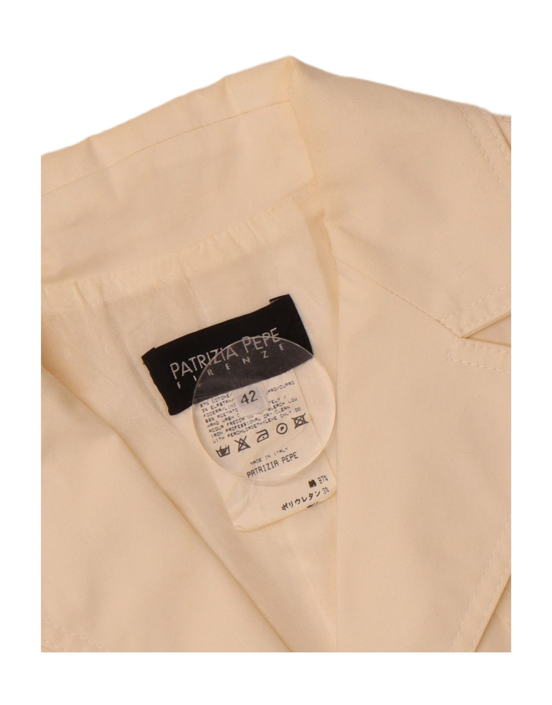 PATRIZIA PEPE Womens Crop 2 Button Blazer Jacket IT 42 Medium Off White Vintage Patrizia Pepe and Second-Hand Patrizia Pepe from Messina Hembry 