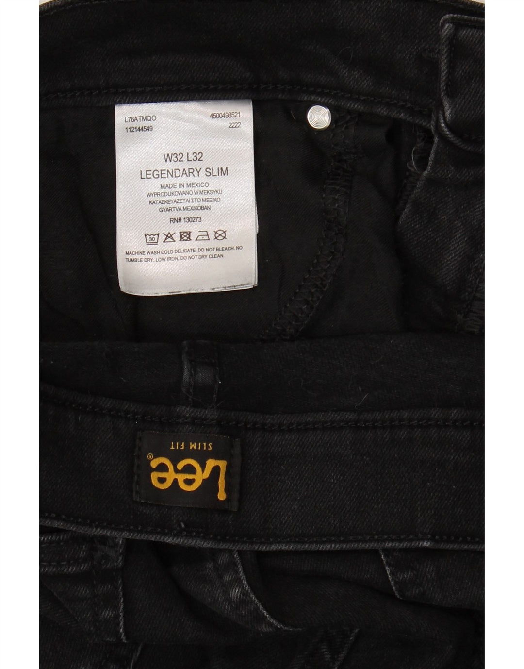 Lee Mens Legendary Slim Jeans W32 L32 Black Cotton