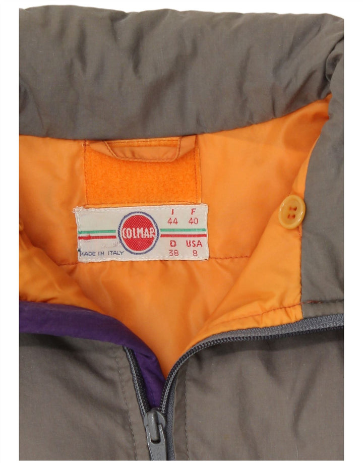 Colmar Womens Ski Jacket IT 44 Medium Grey Colourblock Cotton Retro