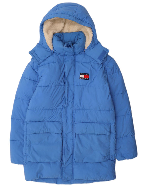Tommy Hilfiger Mens Hooded Padded Coat UK 36 Small Blue Polyamide