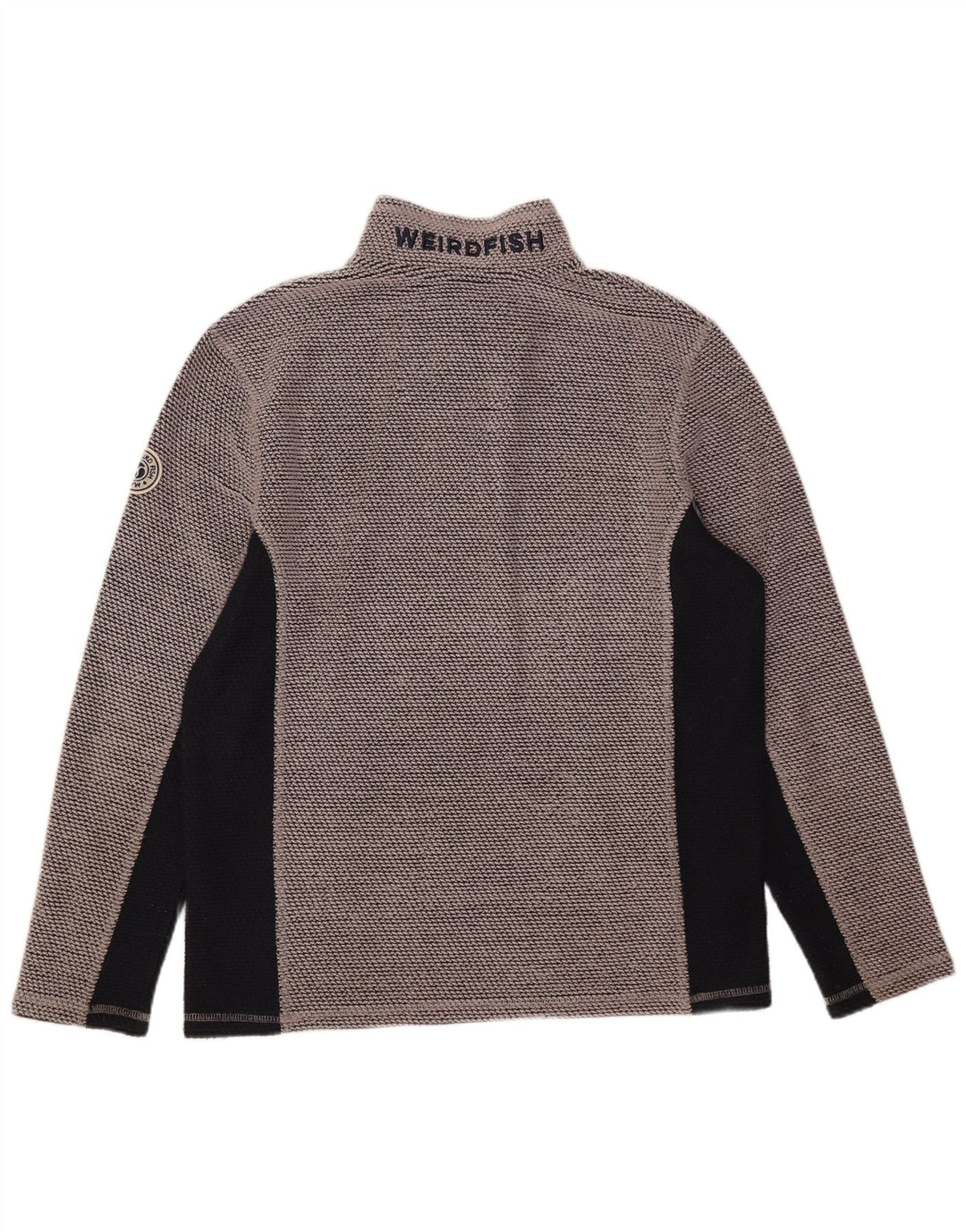 Weird Fish Mens Graphic Zip Neck Sweatshirt Jumper Medium Grey Colourblock
