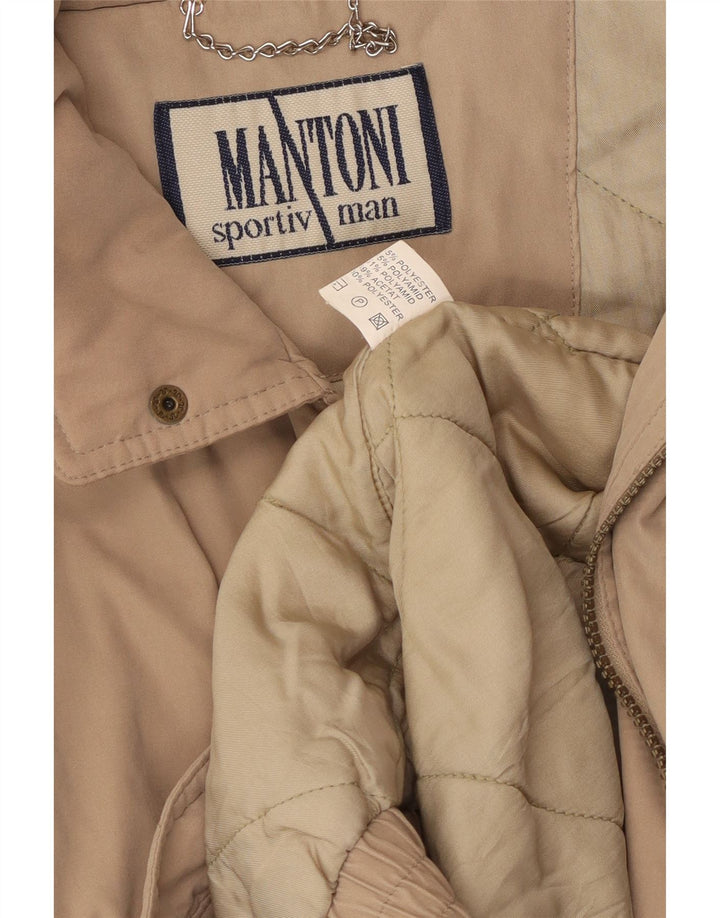 MANTONI Mens Bomber Jacket UK 42 XL Beige Polyester