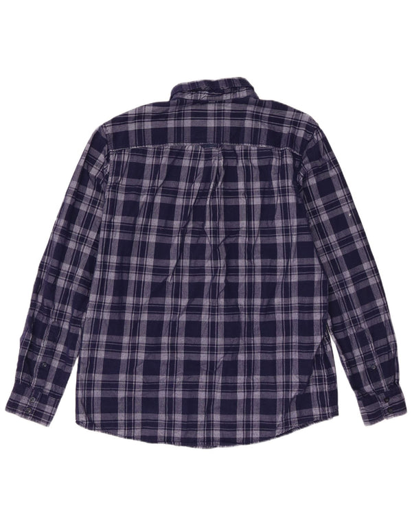 Crew Clothing Mens Classic Fit Corduroy Shirt Large Navy Blue Check Cotton