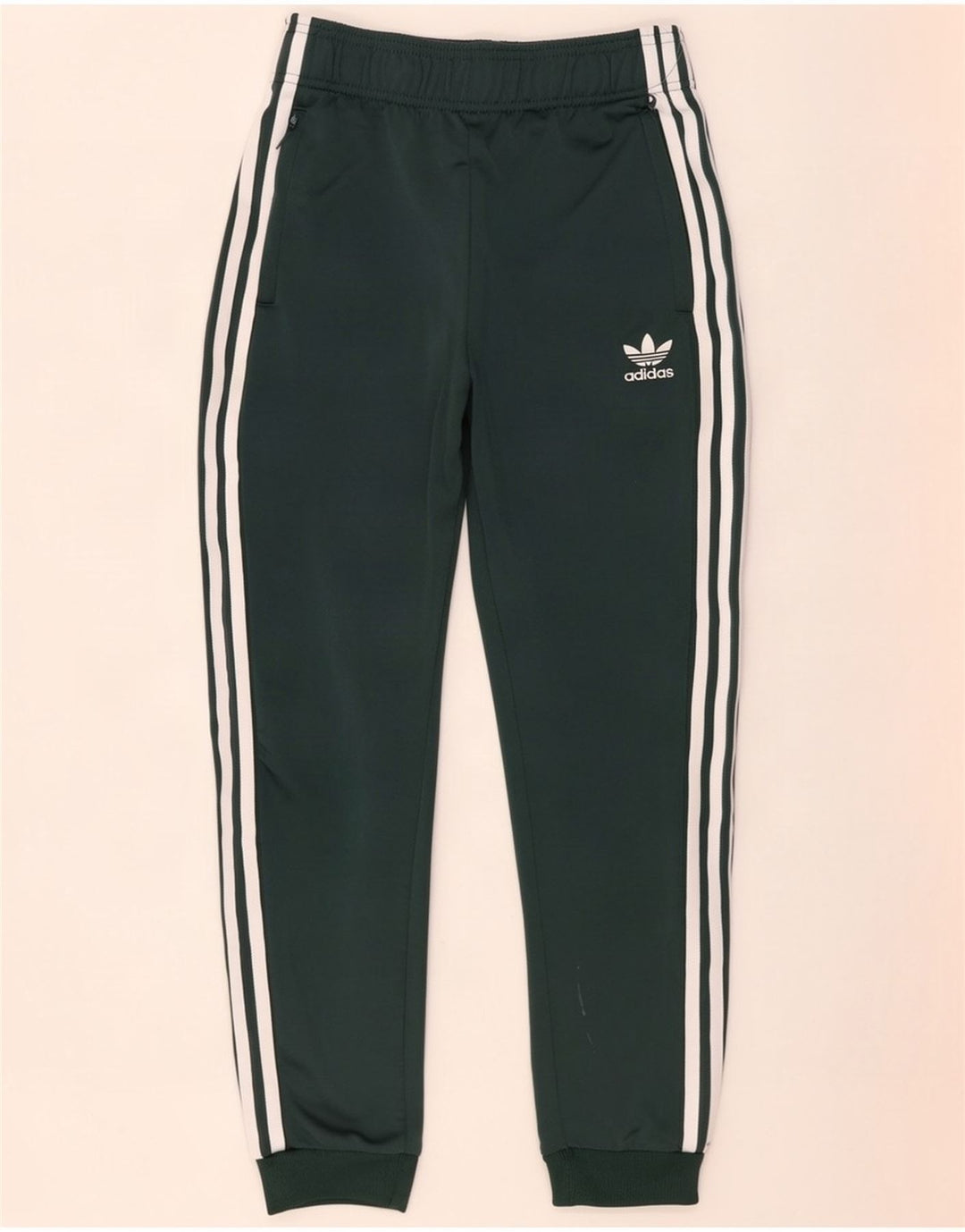 Adidas Boys Tracksuit Trousers Joggers 11-12 Years Green Polyester
