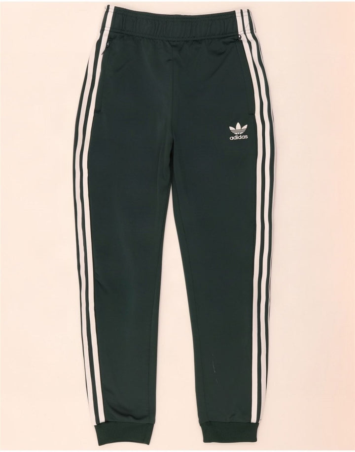 Adidas Boys Tracksuit Trousers Joggers 11-12 Years Green Polyester
