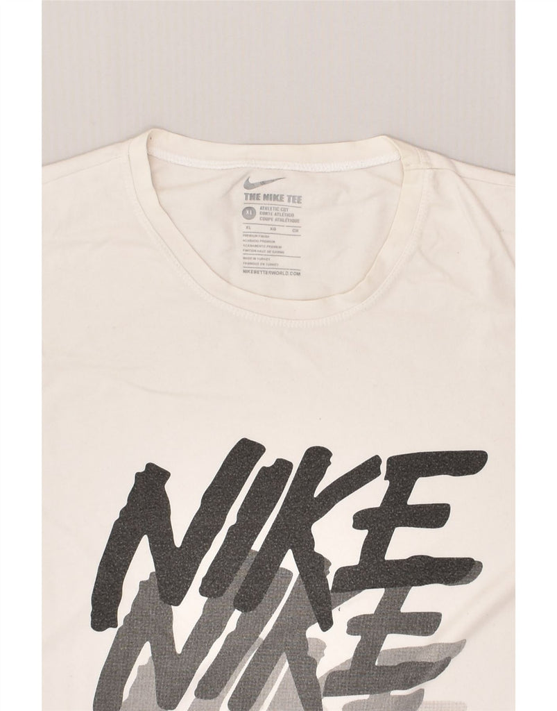 NIKE Womens Athletic Cut Graphic T-Shirt Top UK 18 XL White Cotton | Vintage Nike | Thrift | Second-Hand Nike | Used Clothing | Messina Hembry 