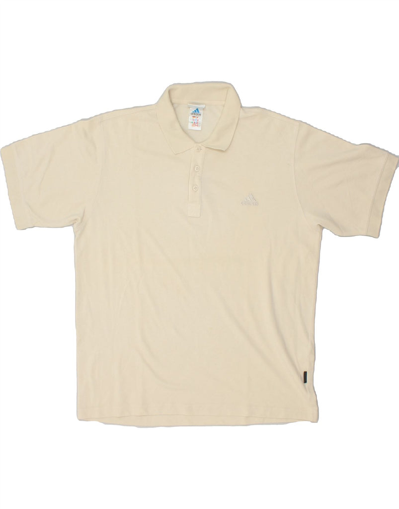 ADIDAS Mens Polo Shirt UK 44/46 Large Beige Cotton | Vintage Adidas | Thrift | Second-Hand Adidas | Used Clothing | Messina Hembry 