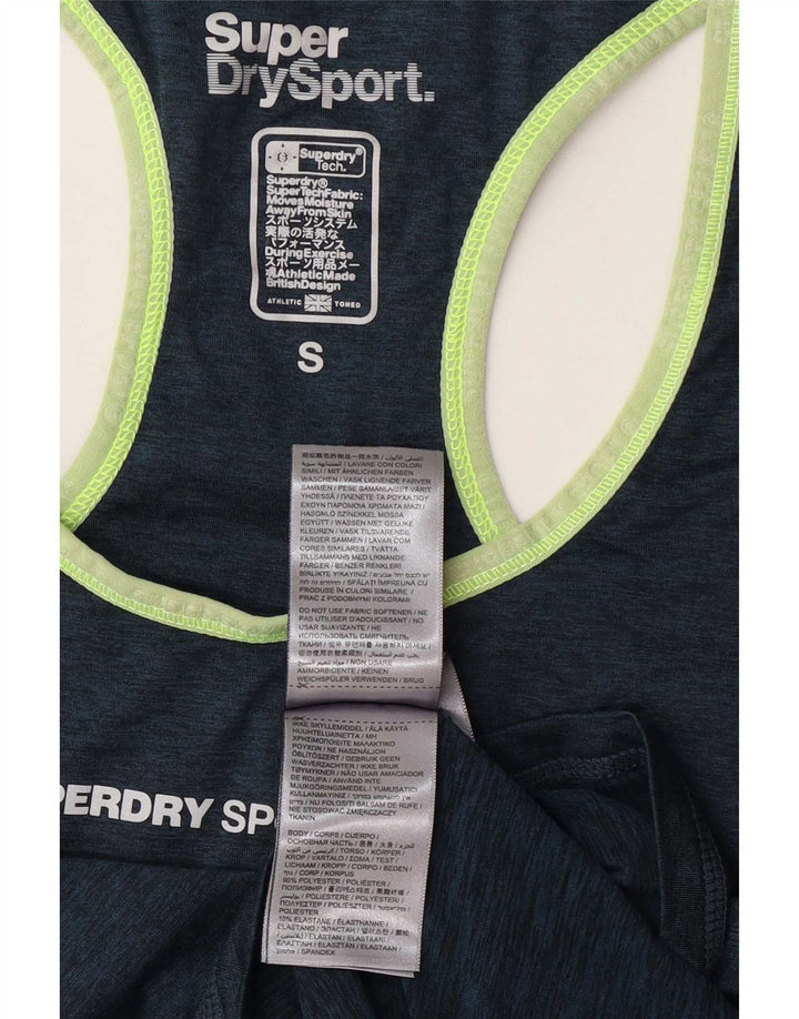 Superdry Womens Graphic Vest Top UK 10 Small Navy Blue Polyester