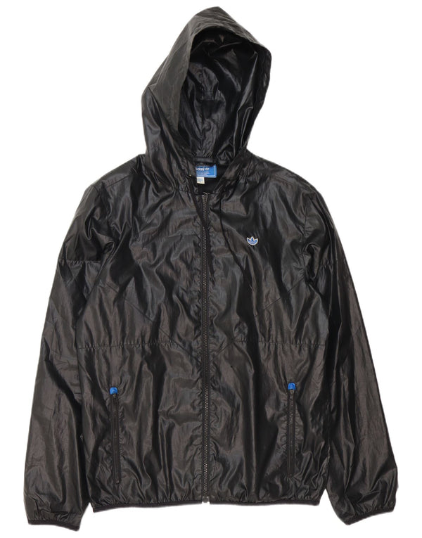 Adidas Mens Hooded Rain Jacket UK 38 Medium Black Polyester