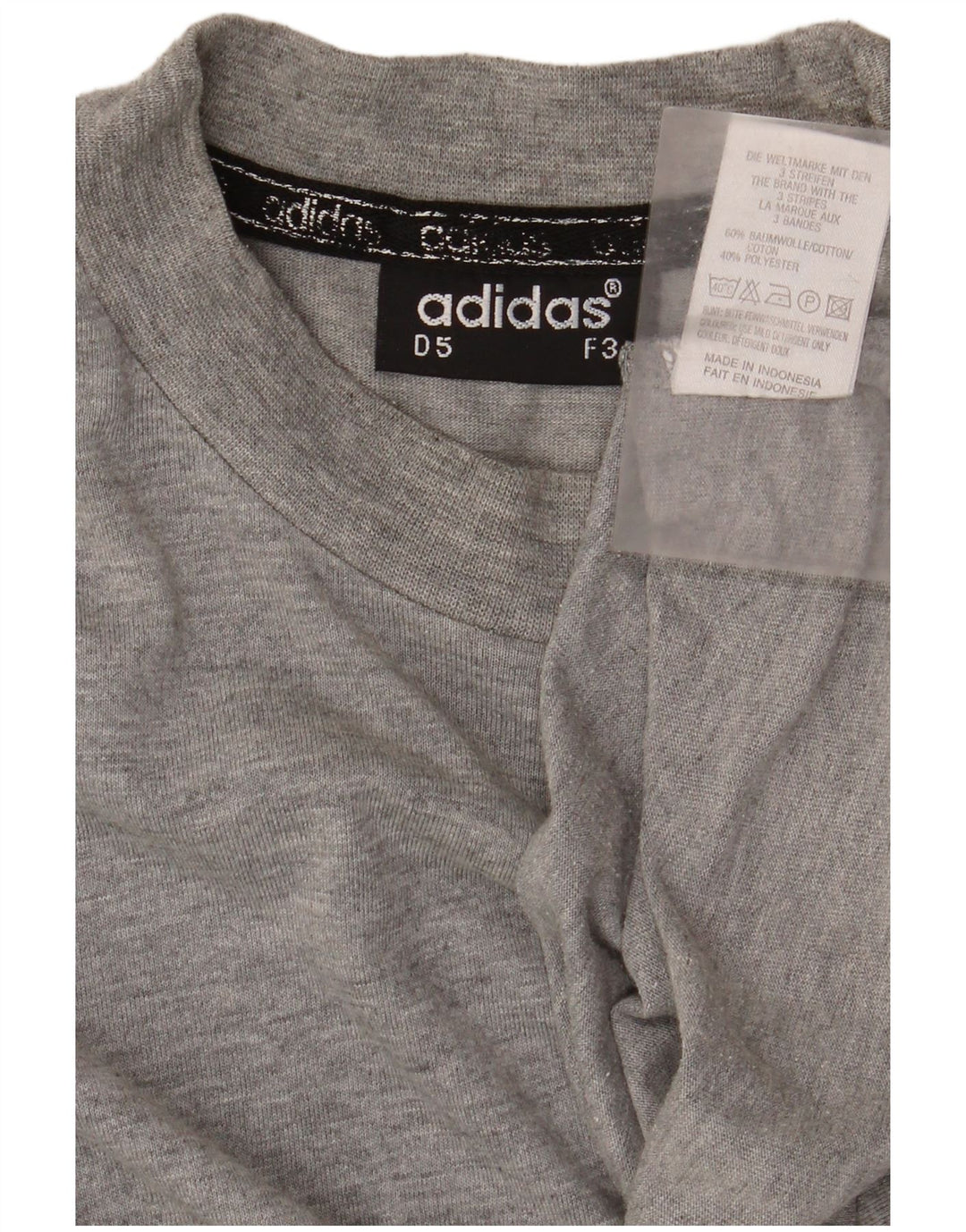 Adidas Mens Top Long Sleeve UK 38/40 Medium Grey Flecked Cotton