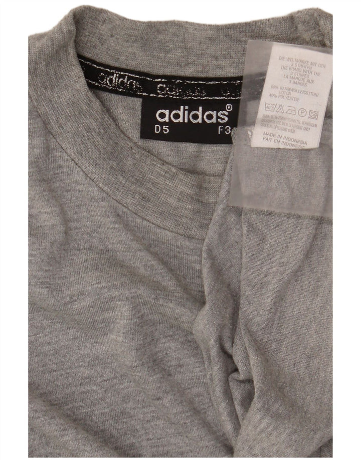 Adidas Mens Top Long Sleeve UK 38/40 Medium Grey Flecked Cotton