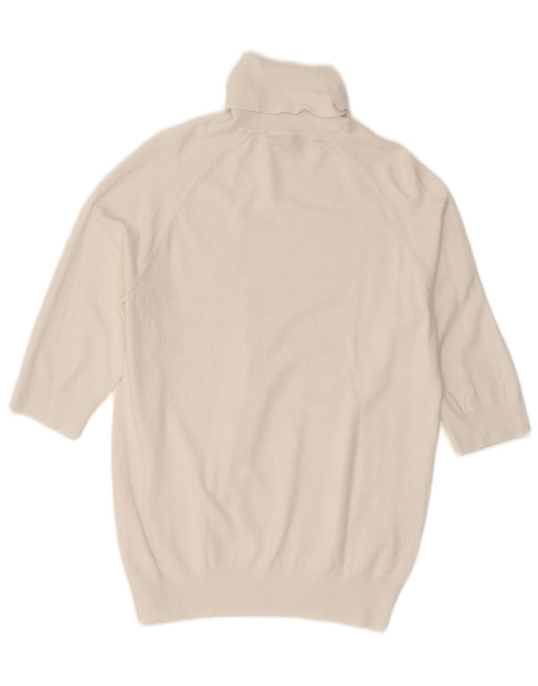 Zara Womens 3/4 Sleeve Roll Neck Jumper Sweater UK 14 Large White