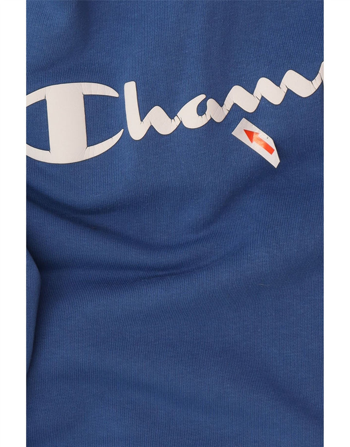 Champion Mens Graphic Hoodie Jumper XL Blue Cotton