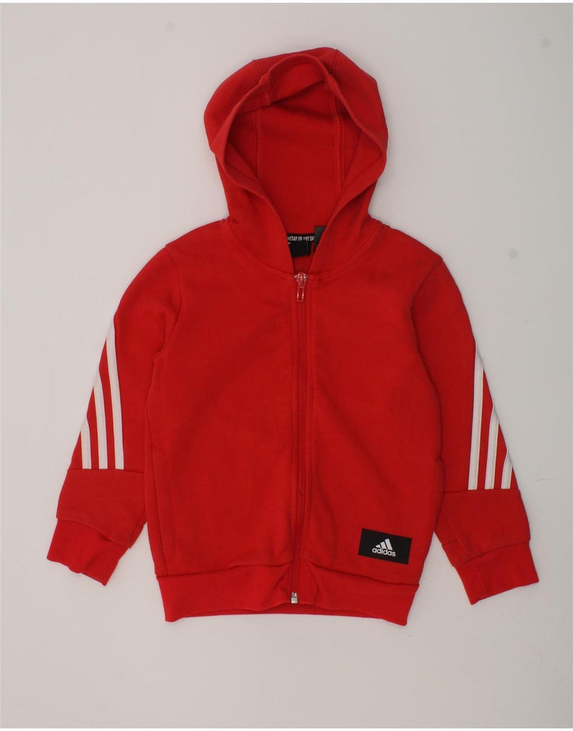 ADIDAS Boys Zip Hoodie Sweater 4-5 Years Red Cotton | Vintage Adidas | Thrift | Second-Hand Adidas | Used Clothing | Messina Hembry 