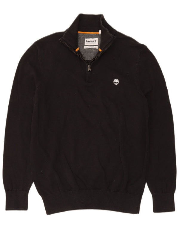 Timberland Mens Zip Neck Jumper Sweater Small Black Cotton