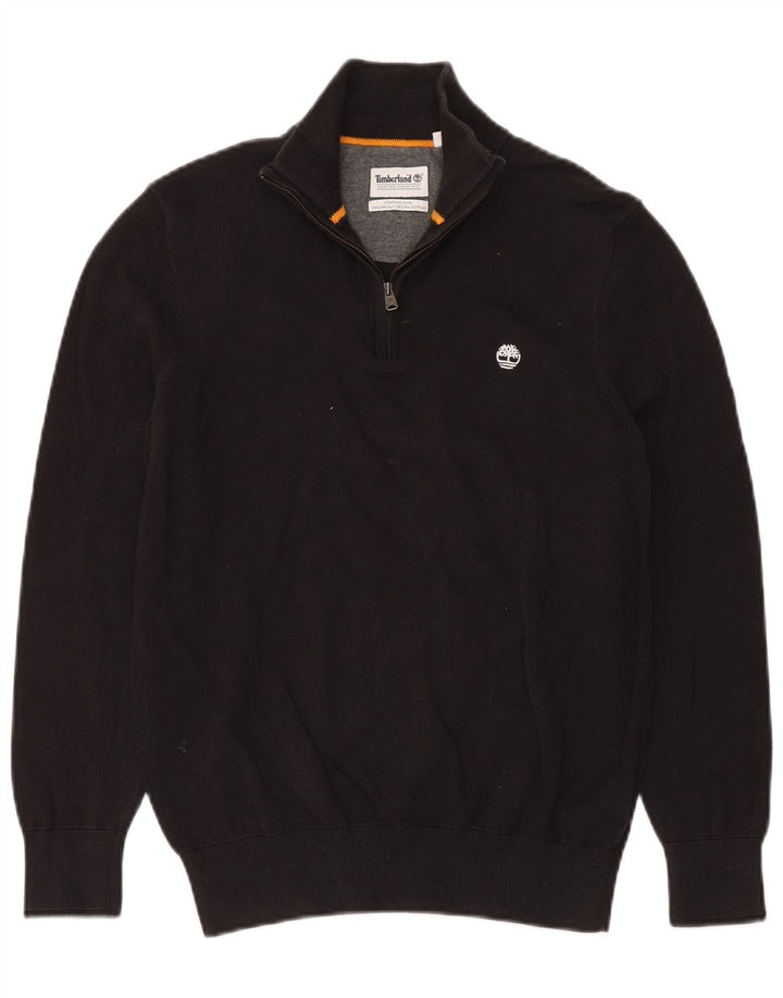 Timberland Mens Zip Neck Jumper Sweater Small Black Cotton