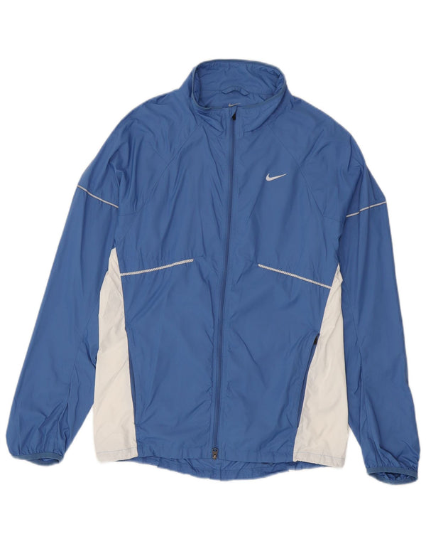 Nike Mens Tracksuit Top Jacket Small Blue Colourblock Nylon