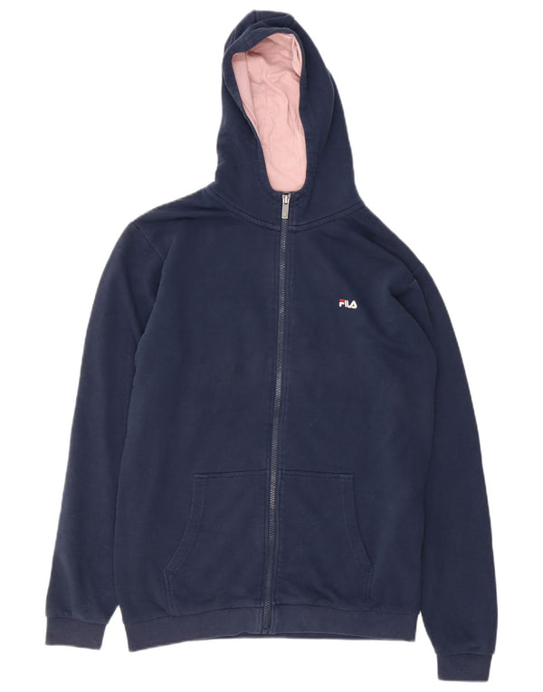 Fila Boys Graphic Zip Hoodie Sweater 15-16 Years Navy Blue Colourblock