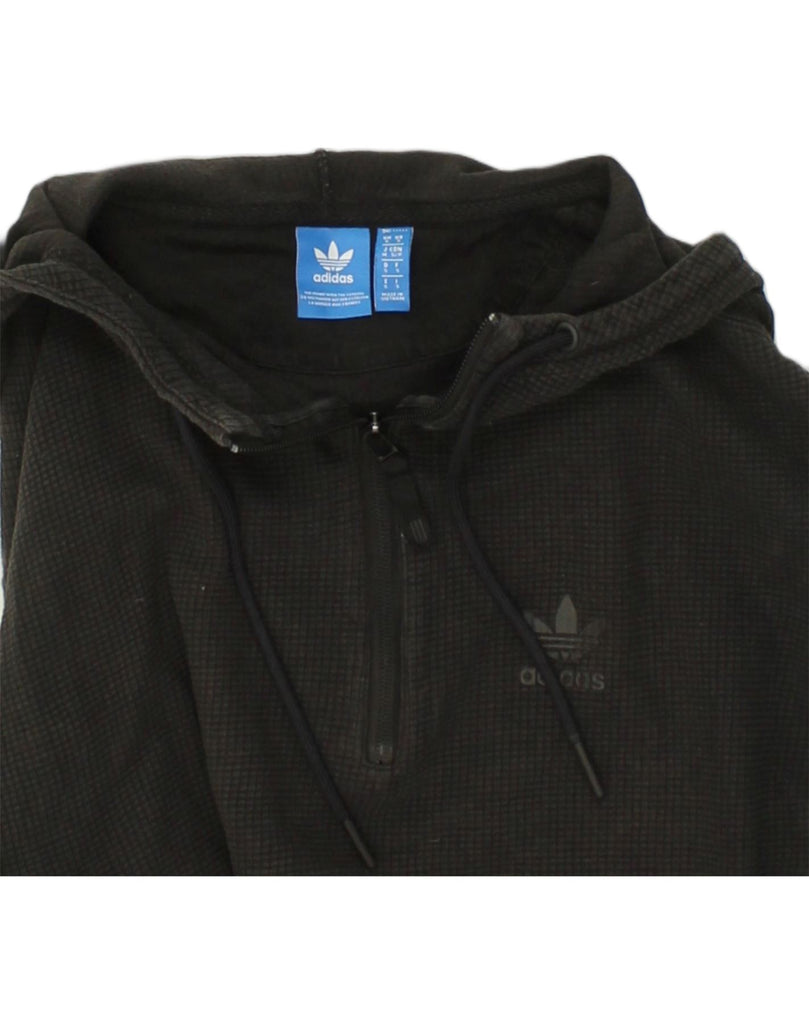 ADIDAS Mens Zip Neck Hoodie Jumper Small Black Cotton | Vintage Adidas | Thrift | Second-Hand Adidas | Used Clothing | Messina Hembry 