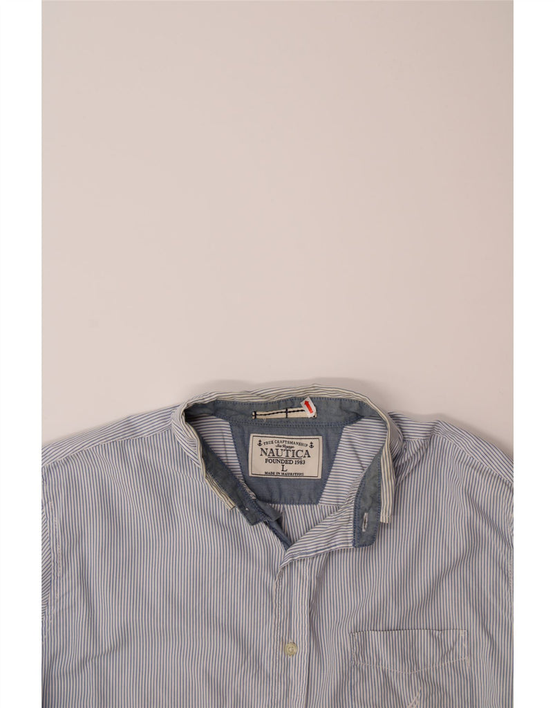 NAUTICA Mens Shirt Large Blue Pinstripe Cotton Vintage Nautica and Second-Hand Nautica from Messina Hembry 