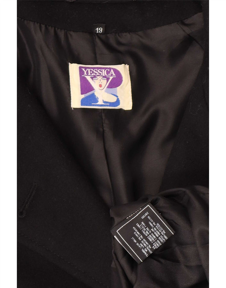 Yessica Womens Double Breasted Coat UK 20 2XL Black Wool