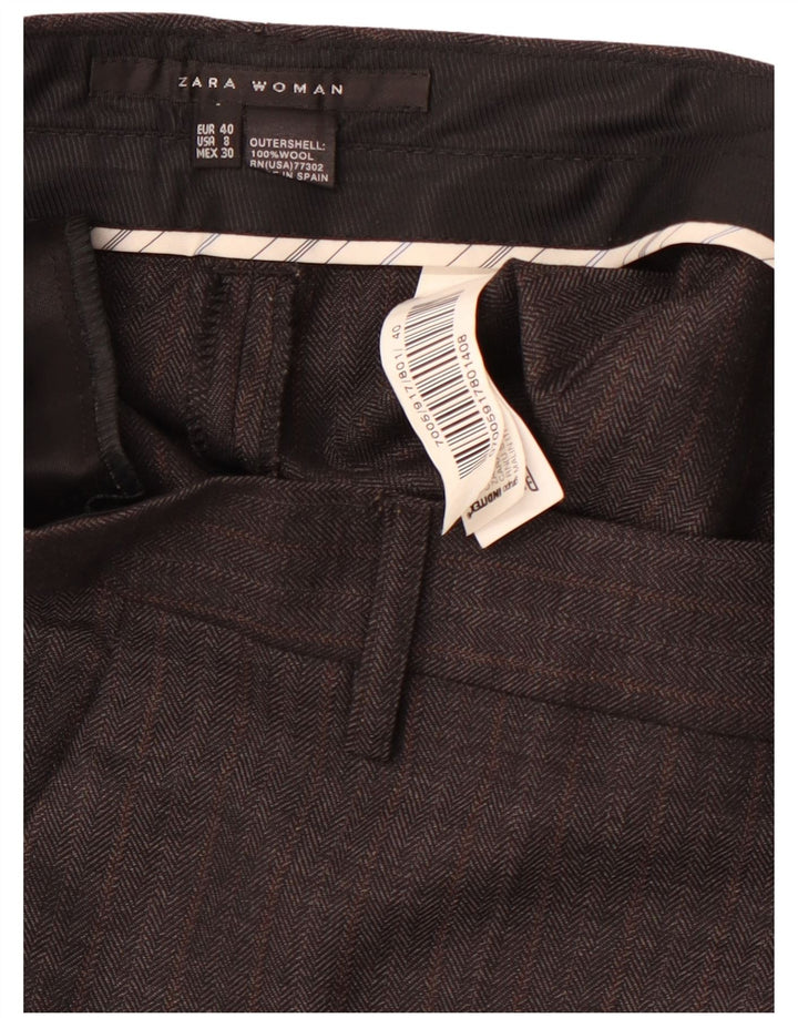 ZARA Womens Straight Chino Trousers EU 40 Medium W30 L28 Grey Herringbone