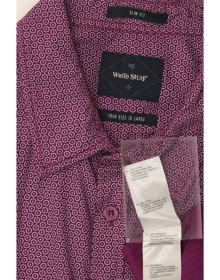 White Stuff Mens Slim Fit Shirt Large Purple Spotted Cotton