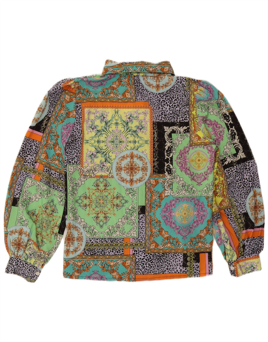 Vintage Womens Shirt Blouse UK 14 Medium Multicoloured Patchwork Cotton