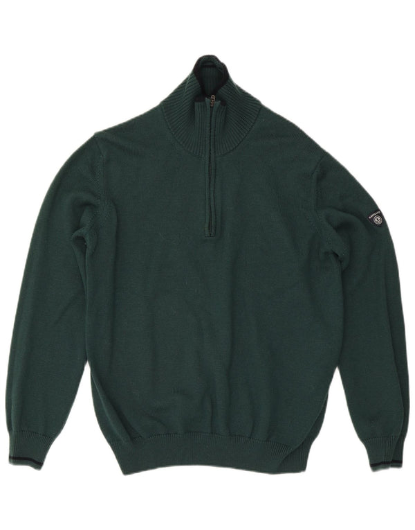 Navigare Mens Zip Neck Jumper Sweater XL Green Wool