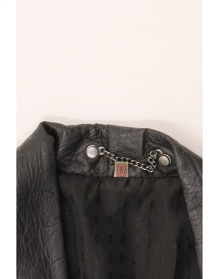 VINTAGE Womens Leather Coat EU 36 Small Black Leather Vintage Vintage and Second-Hand Vintage from Messina Hembry 
