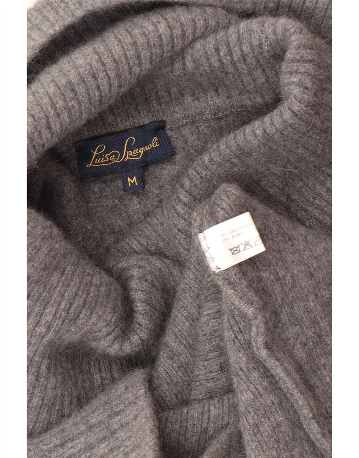 Luisa Spagnoli Womens Roll Neck Batwing Jumper Dress UK 12 Medium Grey Wool