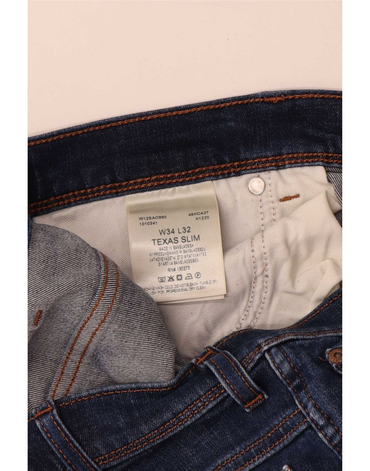 Wrangler Mens Texas Slim Jeans W34 L32 Blue Cotton