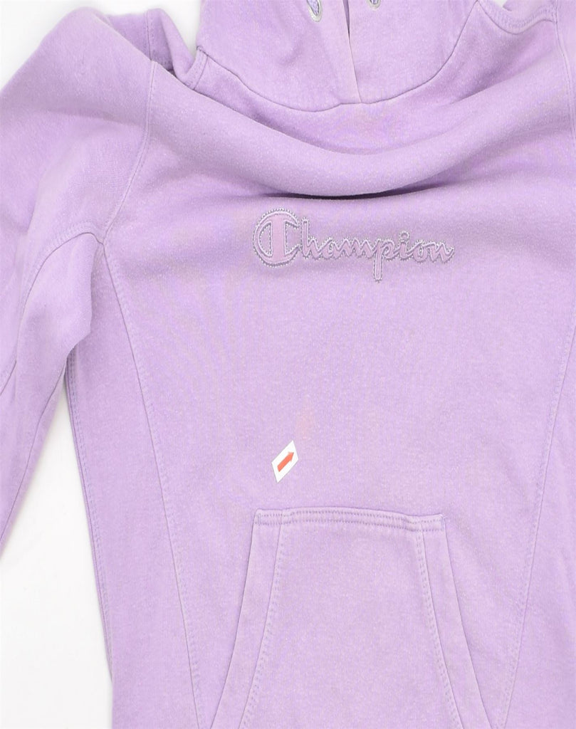 CHAMPION Womens Graphic Hoodie Jumper UK 8 Small Purple Cotton | Vintage | Thrift | Second-Hand | Used Clothing | Messina Hembry 