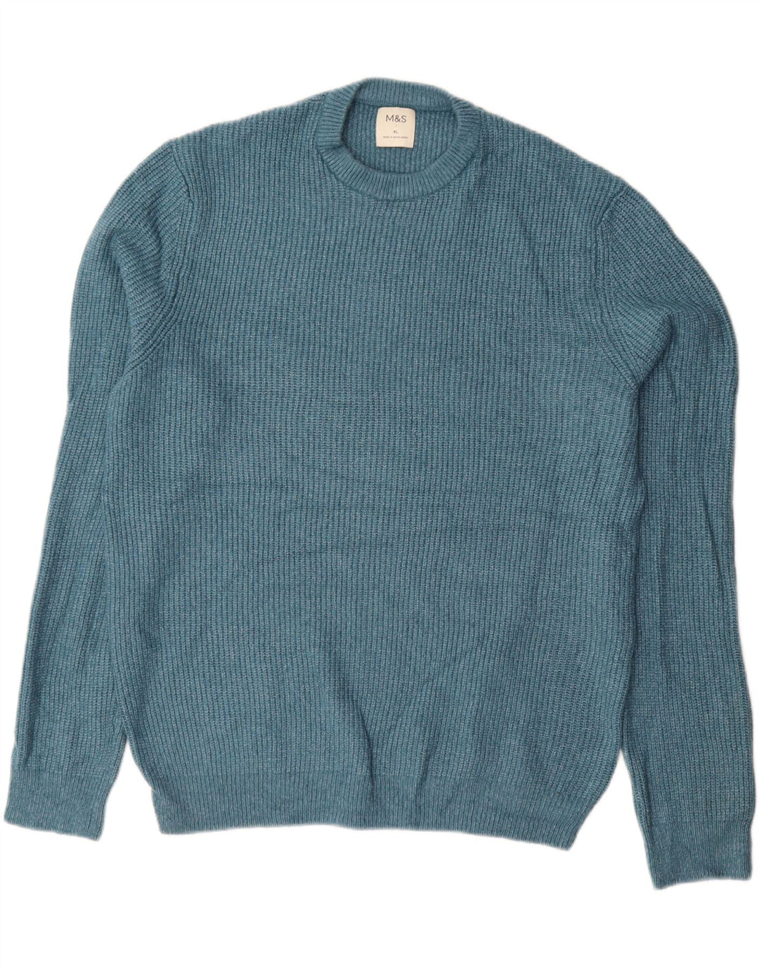 MARKS & SPENCER Mens Crew Neck Jumper Sweater XL Blue Polyamide
