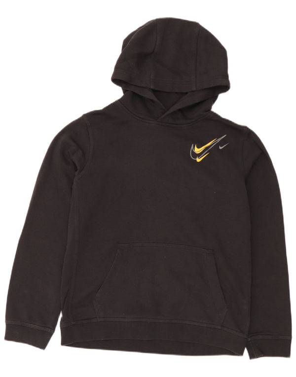 Nike Boys Graphic Hoodie Jumper 13-14 Years XL Black Cotton