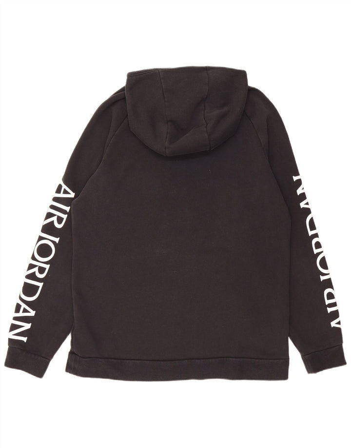 JORDAN Mens Graphic Hoodie Jumper Large Black Cotton