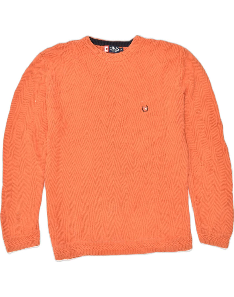 CHAPS Mens Crew Neck Jumper Sweater Large Orange Cotton | Vintage Chaps | Thrift | Second-Hand Chaps | Used Clothing | Messina Hembry 